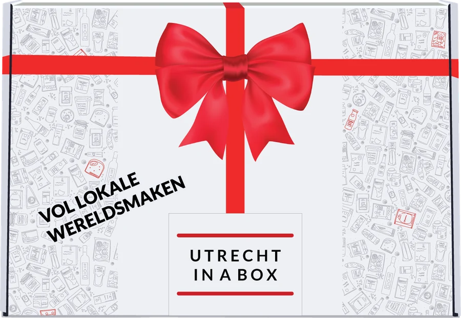 Utrecht in a Box gift box with a red bow